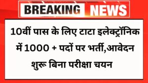 TATA Electronics Recruitment : टाटा इलेक्ट्रॉनिक में 1000 से अधिक पदों पर बिना परीक्षा निकली भर्ती, दसवीं पास और ITI वाले करें आवेदन 